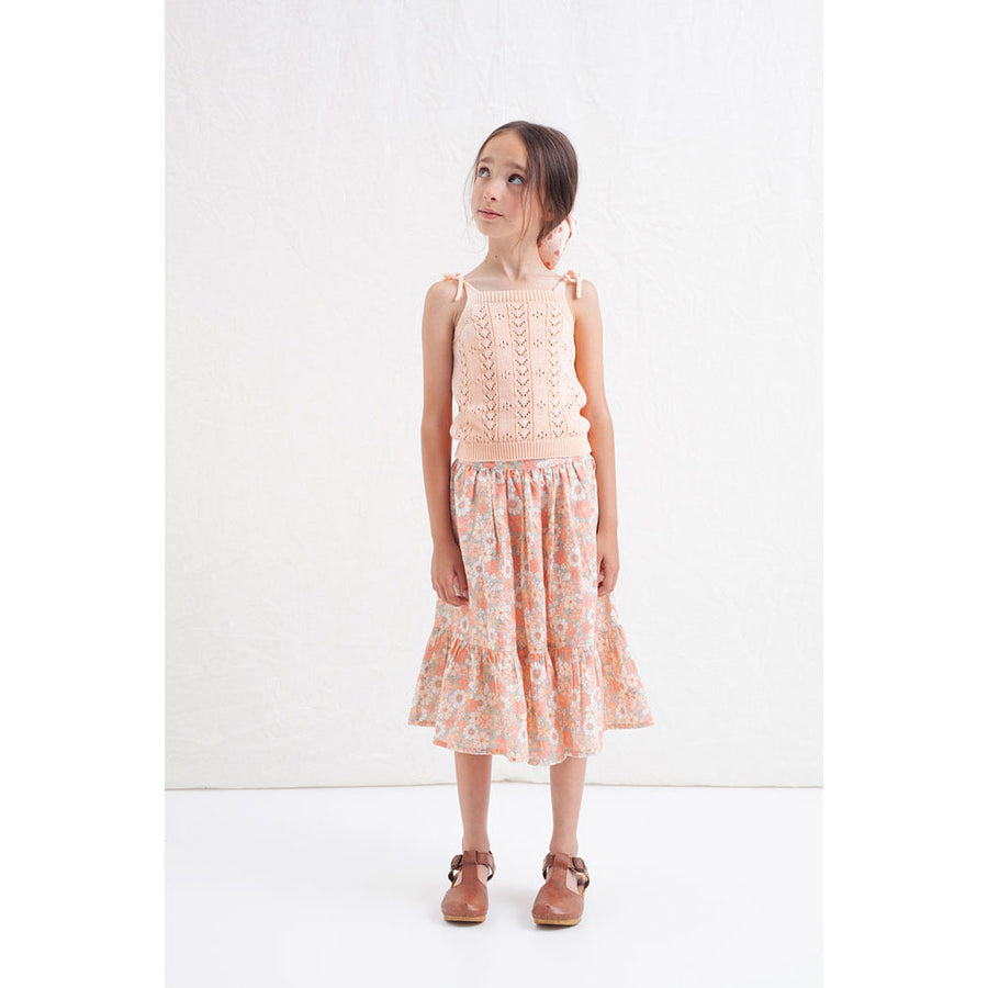 Tocoto Vintage Pink Lurex Flowers Skirt