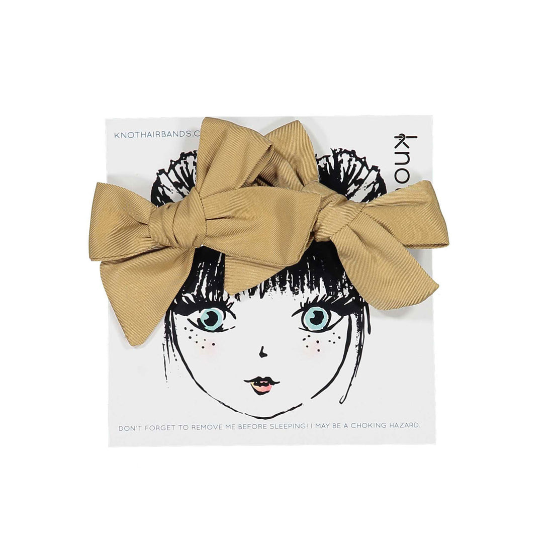 Knot Hairbands Golden Sateen Bow Set