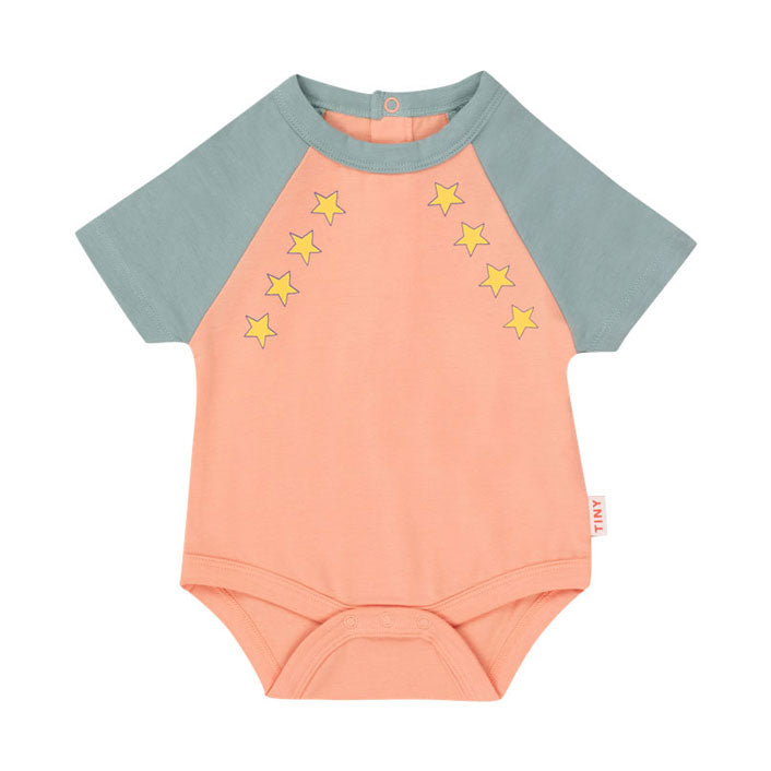 Tiny Cottons Papaya/Warm Grey Stars Body