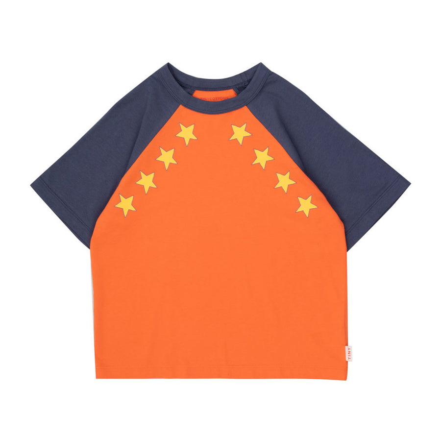 Tiny Cottons Orange-Red/Light Navy Stars Tee