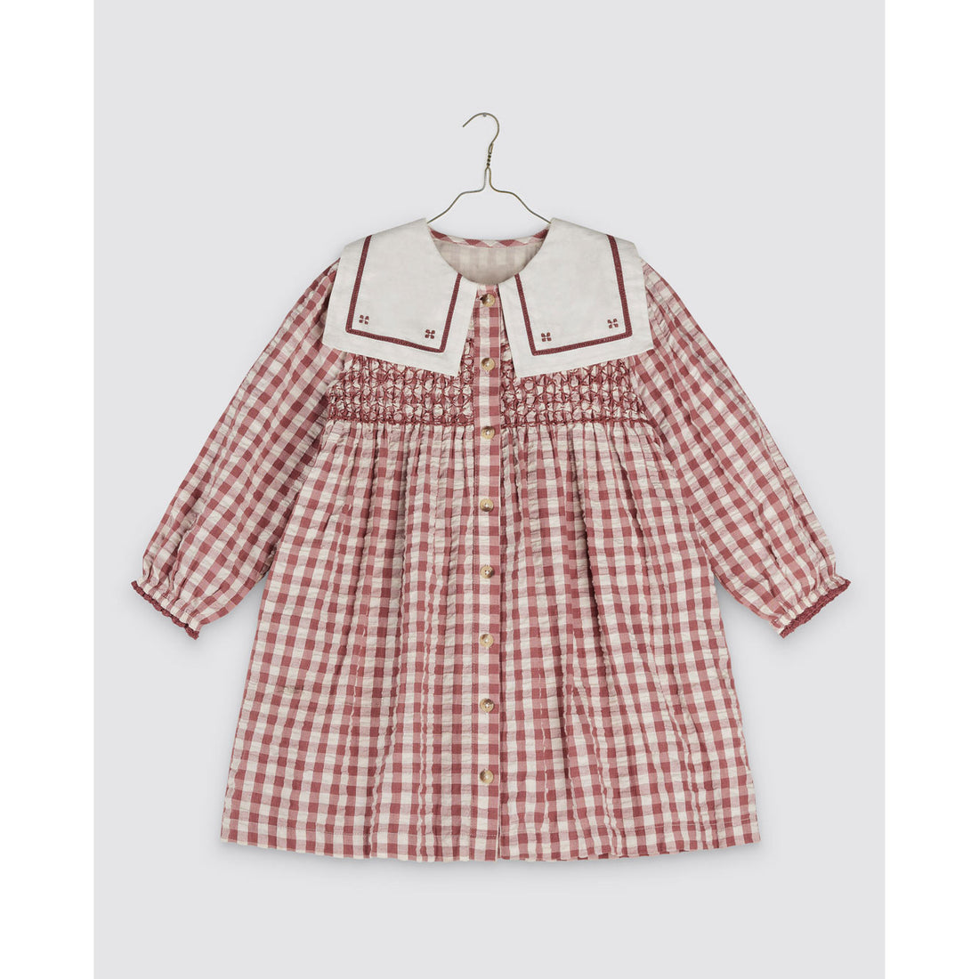 Little Cotton Clothes Seersucker Gingham Smocked Sabrina Dress