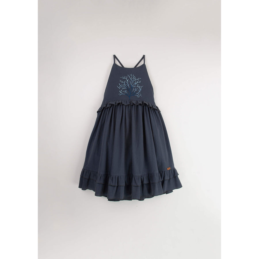 Popelin Navy Blue Coral Dress