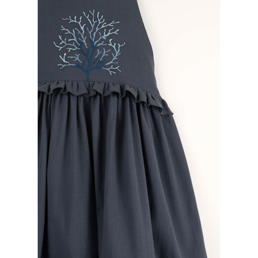 Popelin Navy Blue Coral Dress