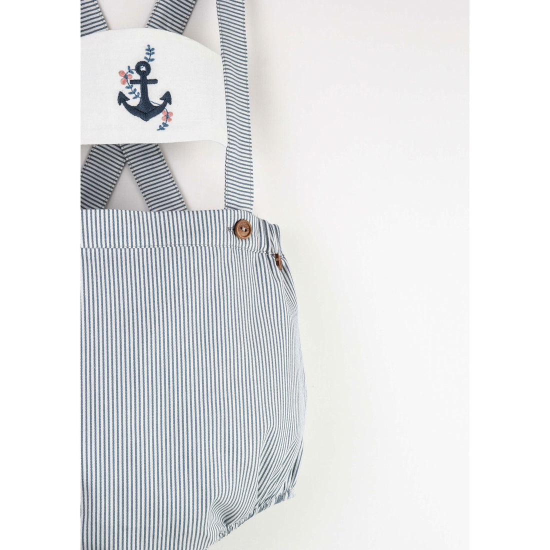 Popelin Striped Anchor Strap Dungarees