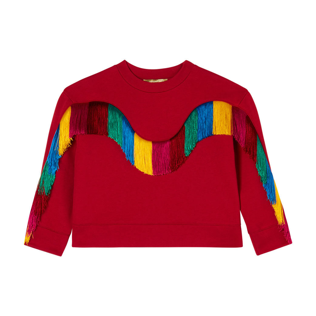 Stella Mccartney Red With Multicolor Fringes Sweatshirt