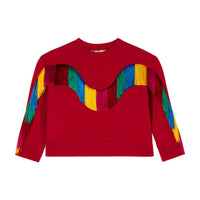 Stella Mccartney Red With Multicolor Fringes Sweatshirt