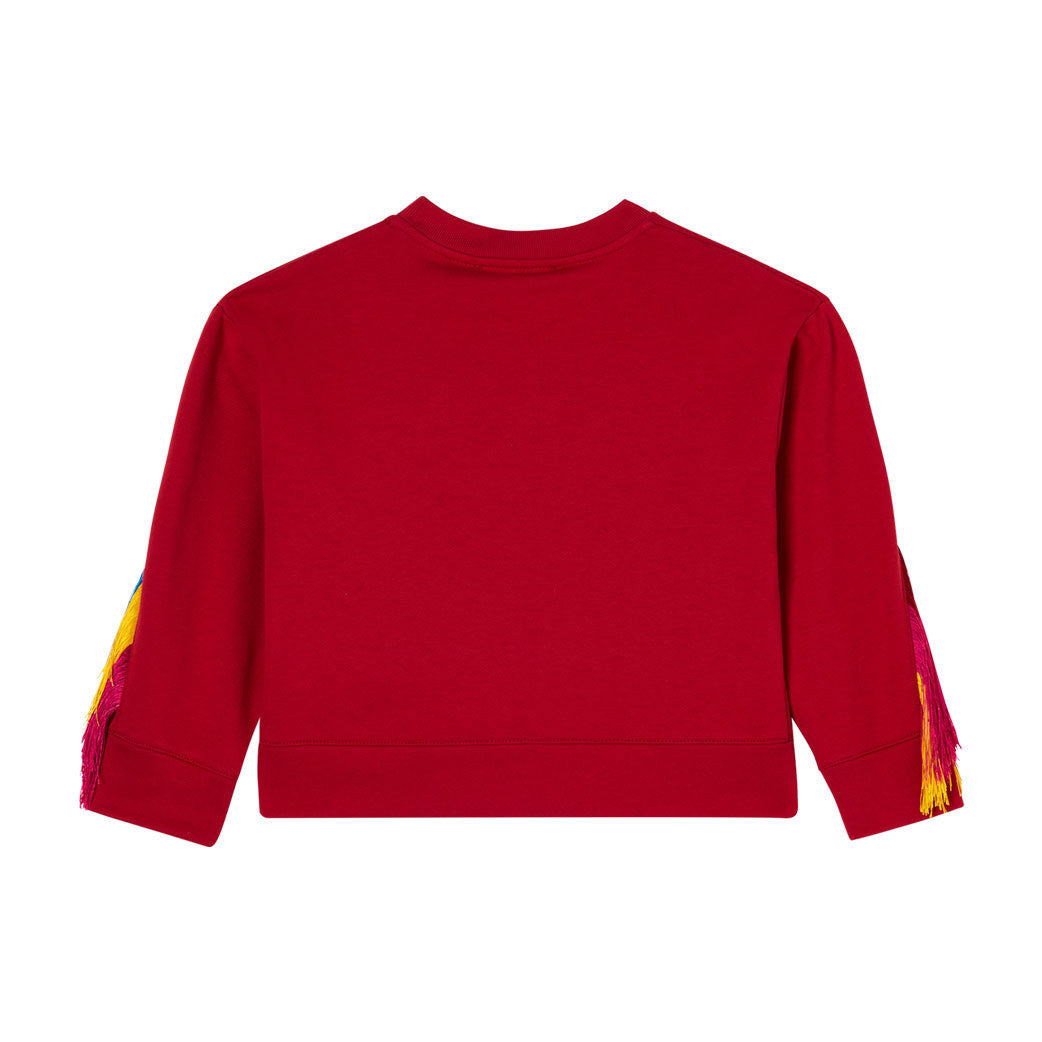 Stella Mccartney Red With Multicolor Fringes Sweatshirt