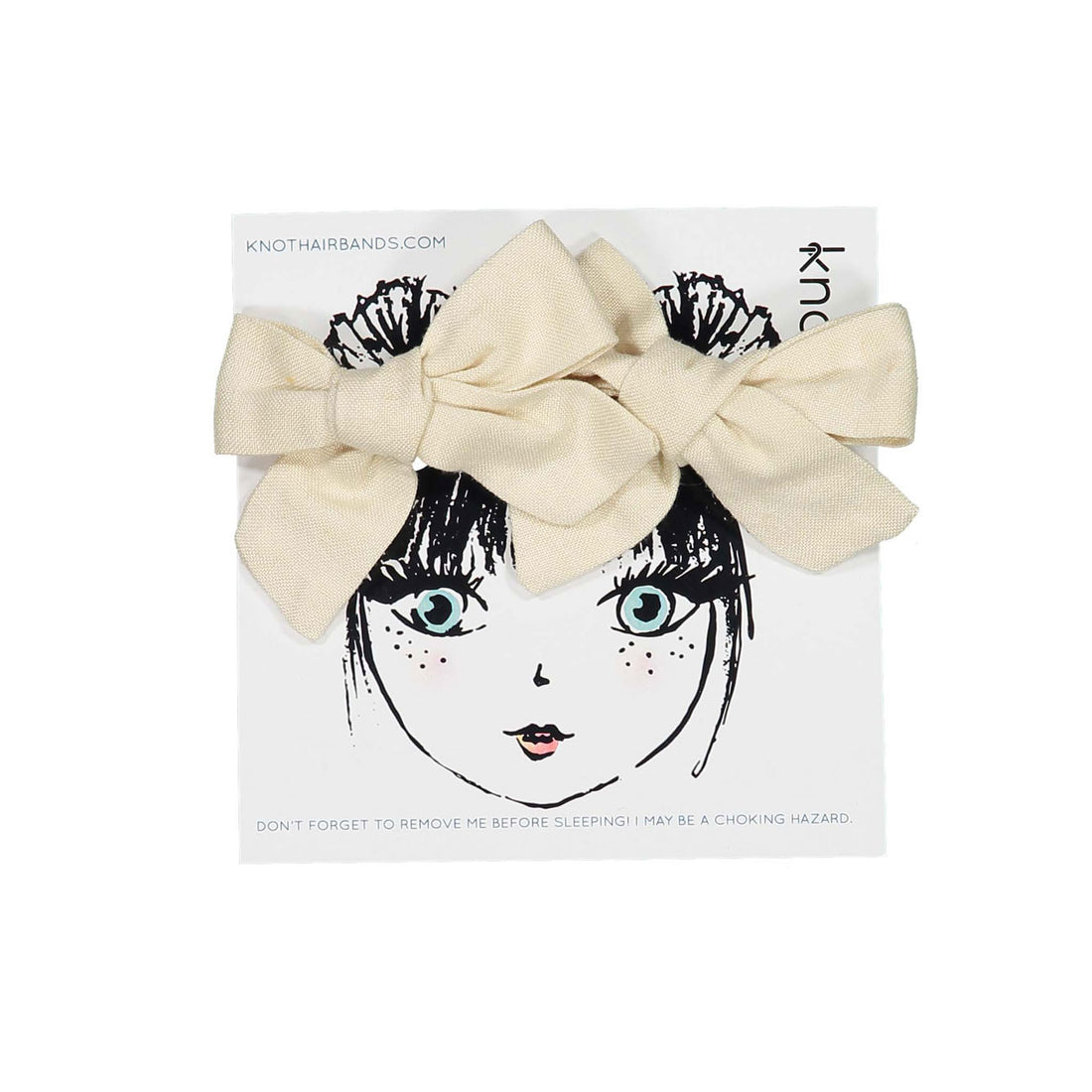 Knot Hairbands Cream Woven Bow Set