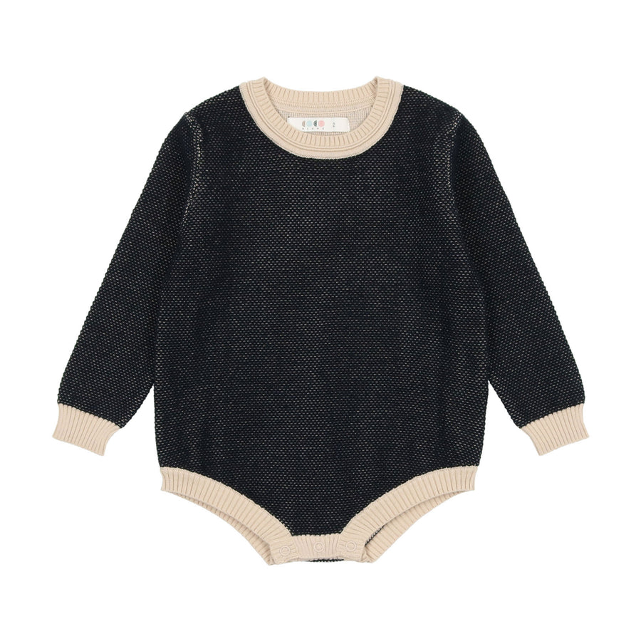 Coco Blanc Navy Honeycomb Knit Onesie