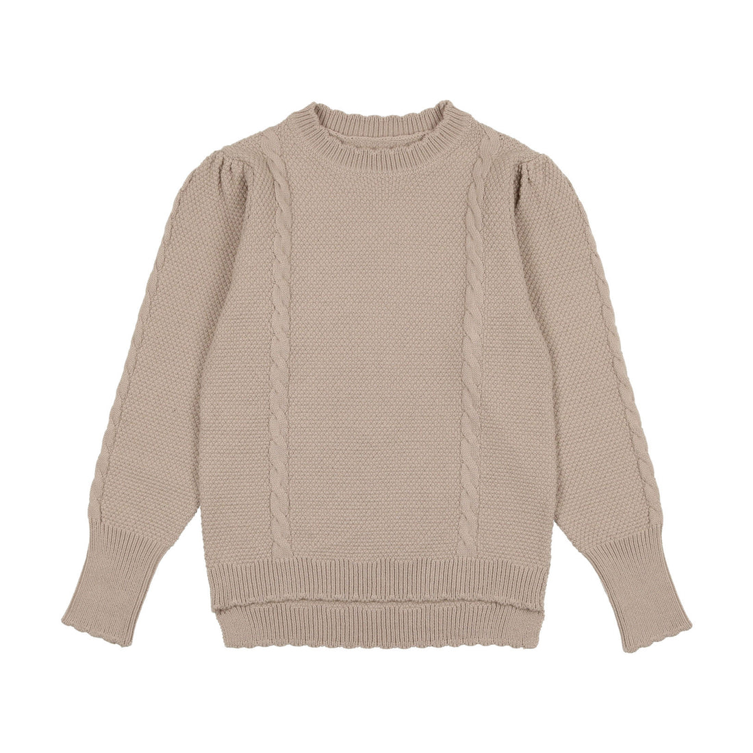 Coco Blanc Oatmeal Scalloped Sweater