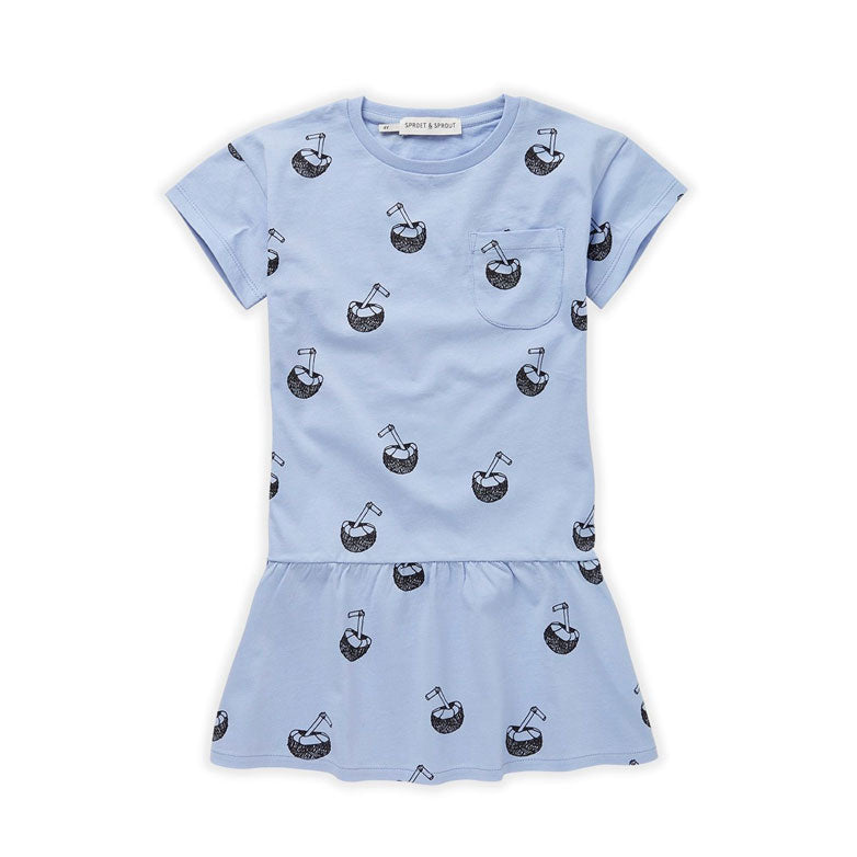 Sproet and Sprout Blue Mood Pocket Dress- Coconut Print