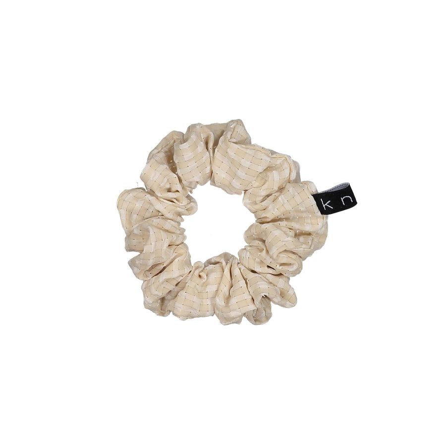 Knot Hairbands Tan Seersucker Petite Scrunchie