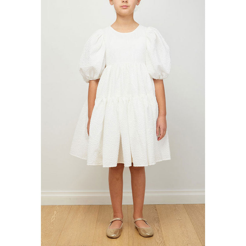 Petite Amalie White Ella Matelasse Dress