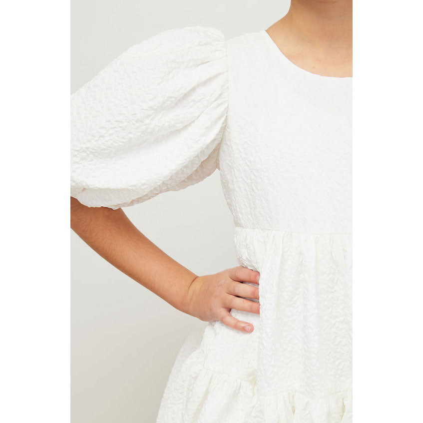 Petite Amalie White Ella Matelasse Dress