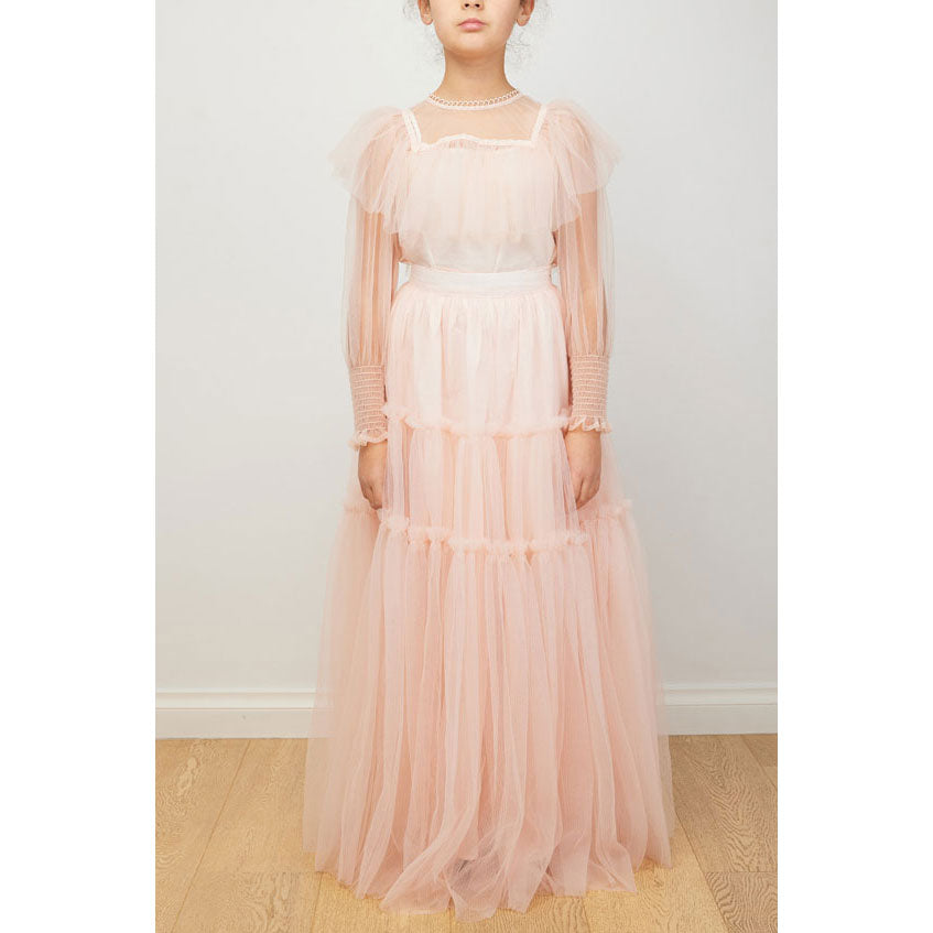 Petite Amalie Pale Pink Long Tulle Skirt Ladida