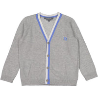 Bonpoint Grey Trimmed V-neck Cardigan