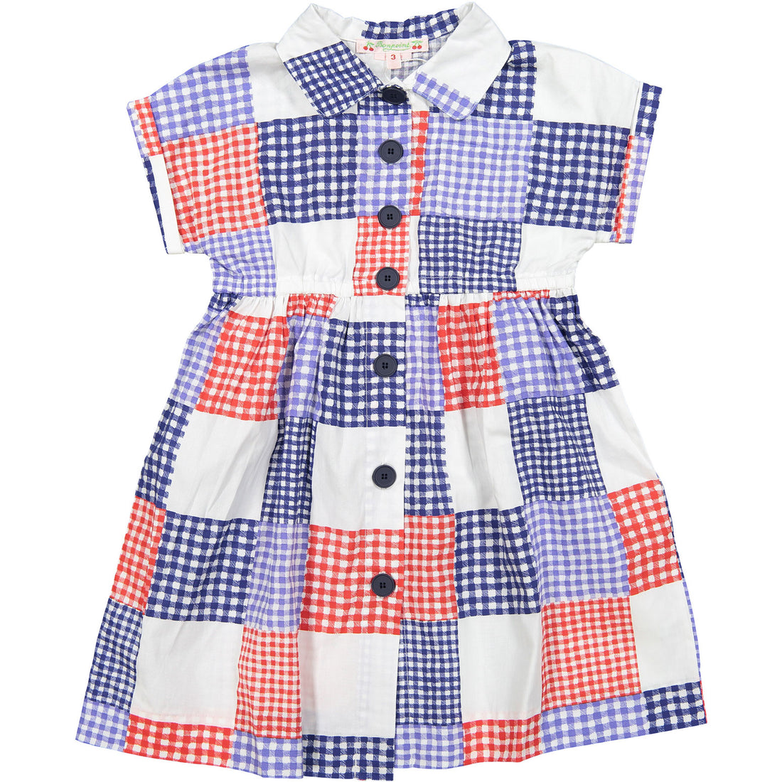 Bonpoint Multi Check Patch Waisted Shirtdress