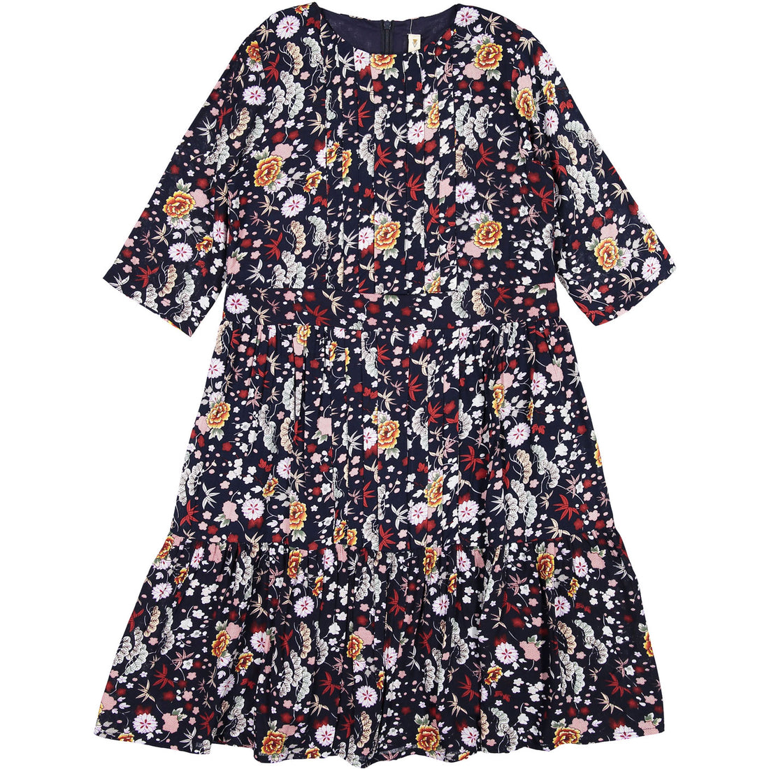 Ava and Lu Navy Floral Pleated Top  Dress