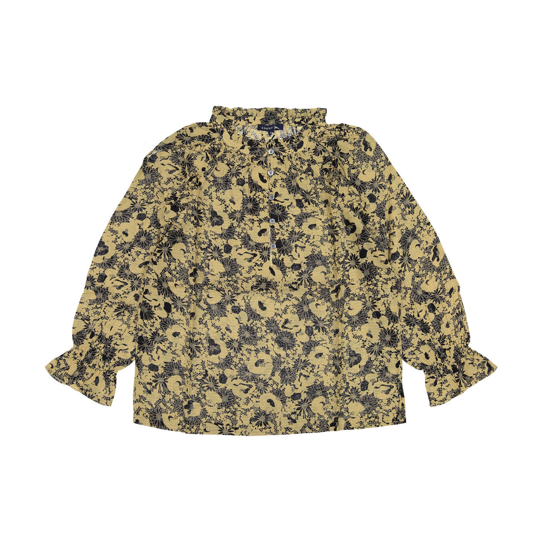 Soeur Black/Beige Floral Manille Blouse