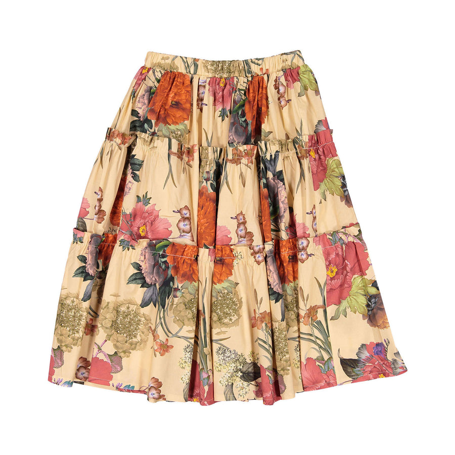 Christina Rohde Beige Floral Tiered Skirt