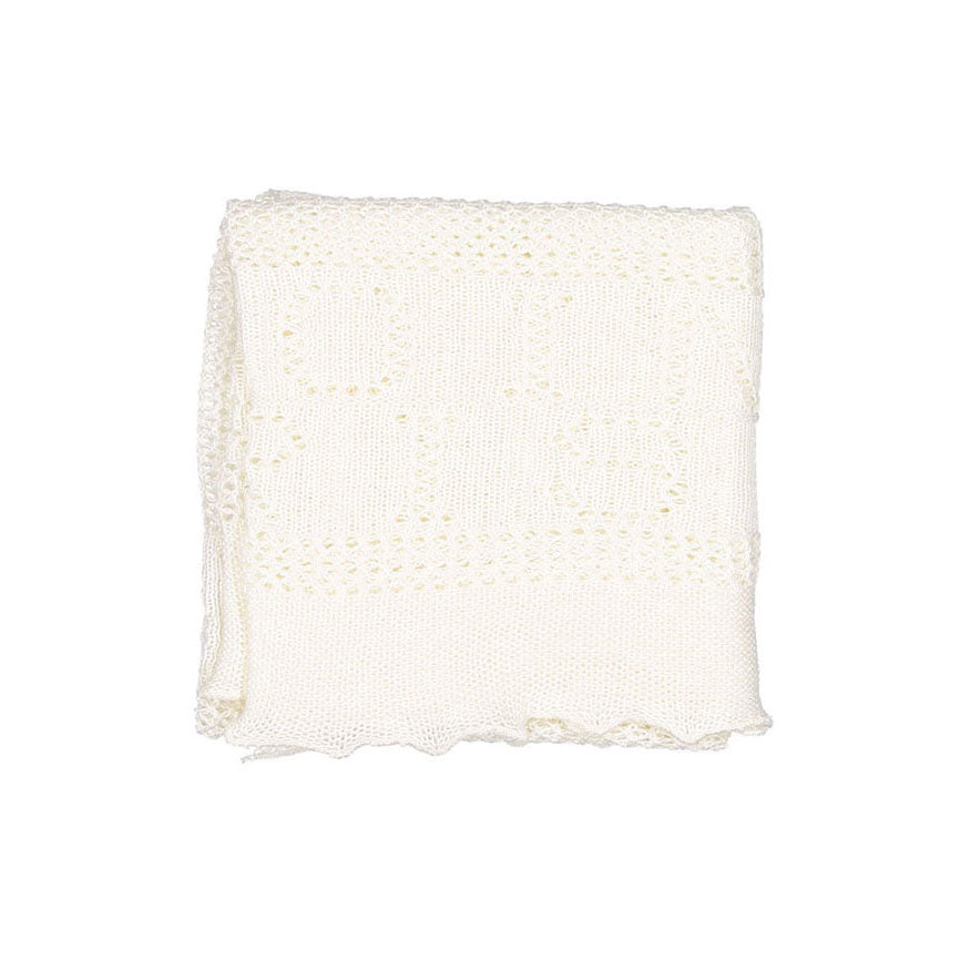 Bonpoint White Permanent Knit Openwork Blanket