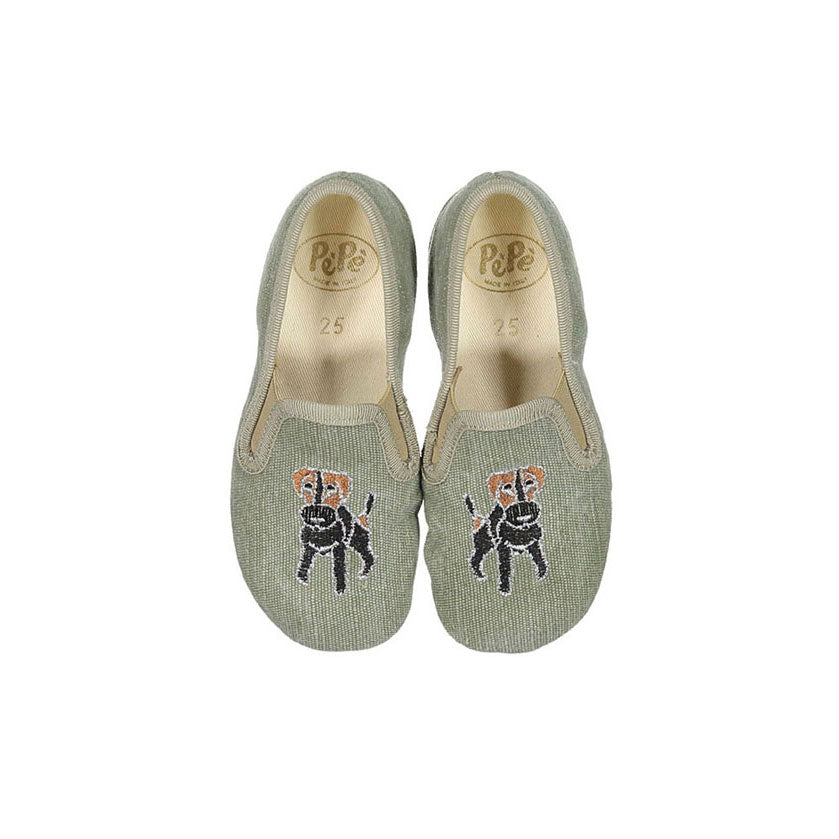 Pepe Military Green Canvas Slip Ons