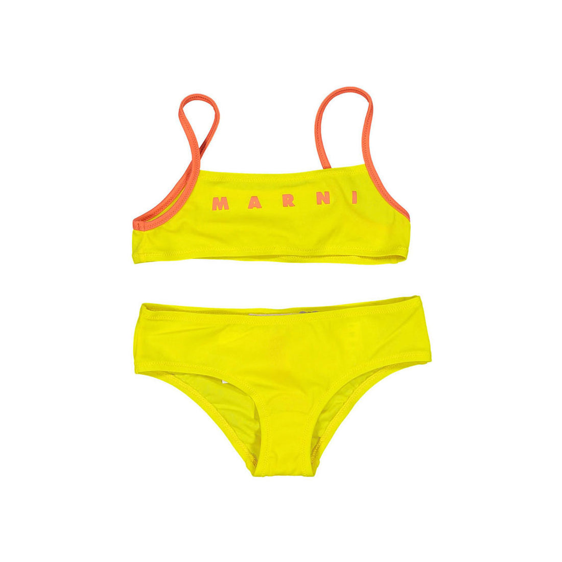 Marni Logo Print Stretch Fabric Two-Piece Swimsuit