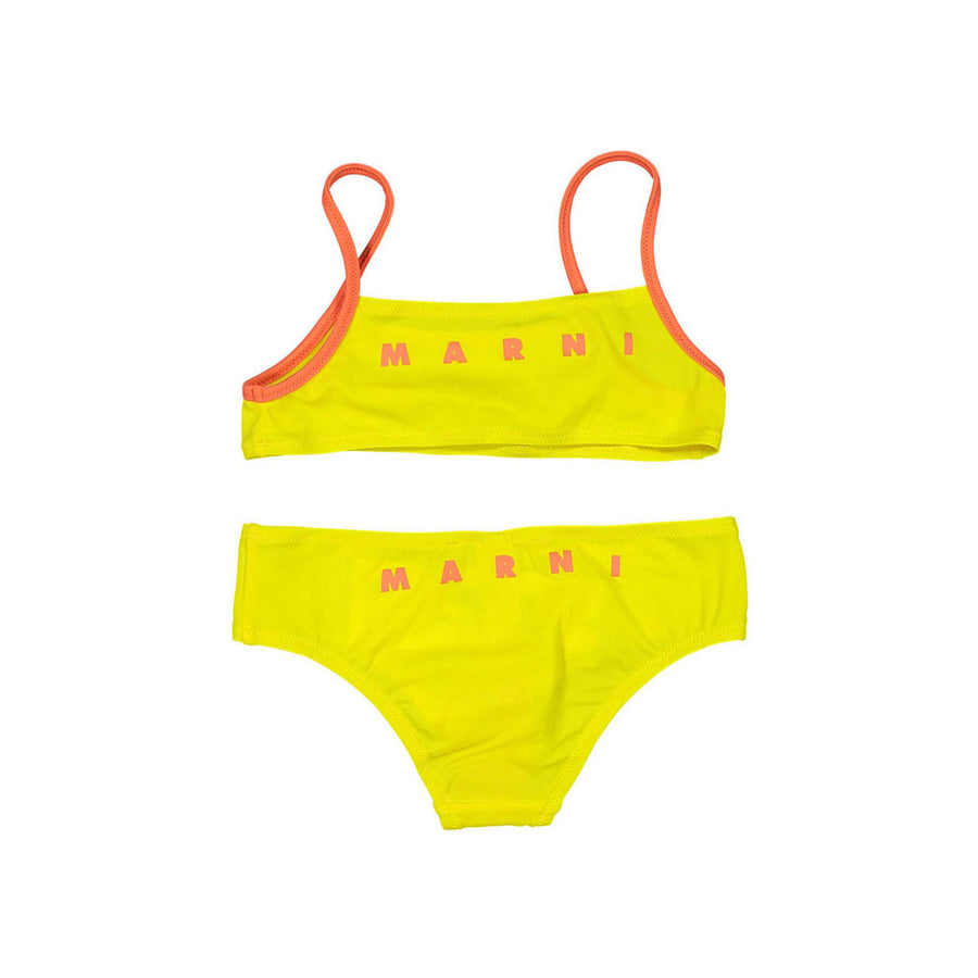 Marni Logo Print Stretch Fabric Two-Piece Swimsuit