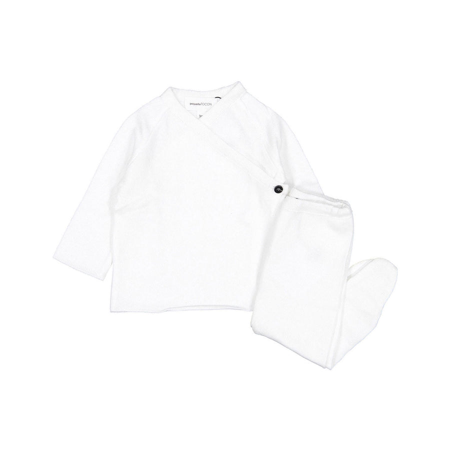 Pequeno TOCON White Baby Wrap Cardigan