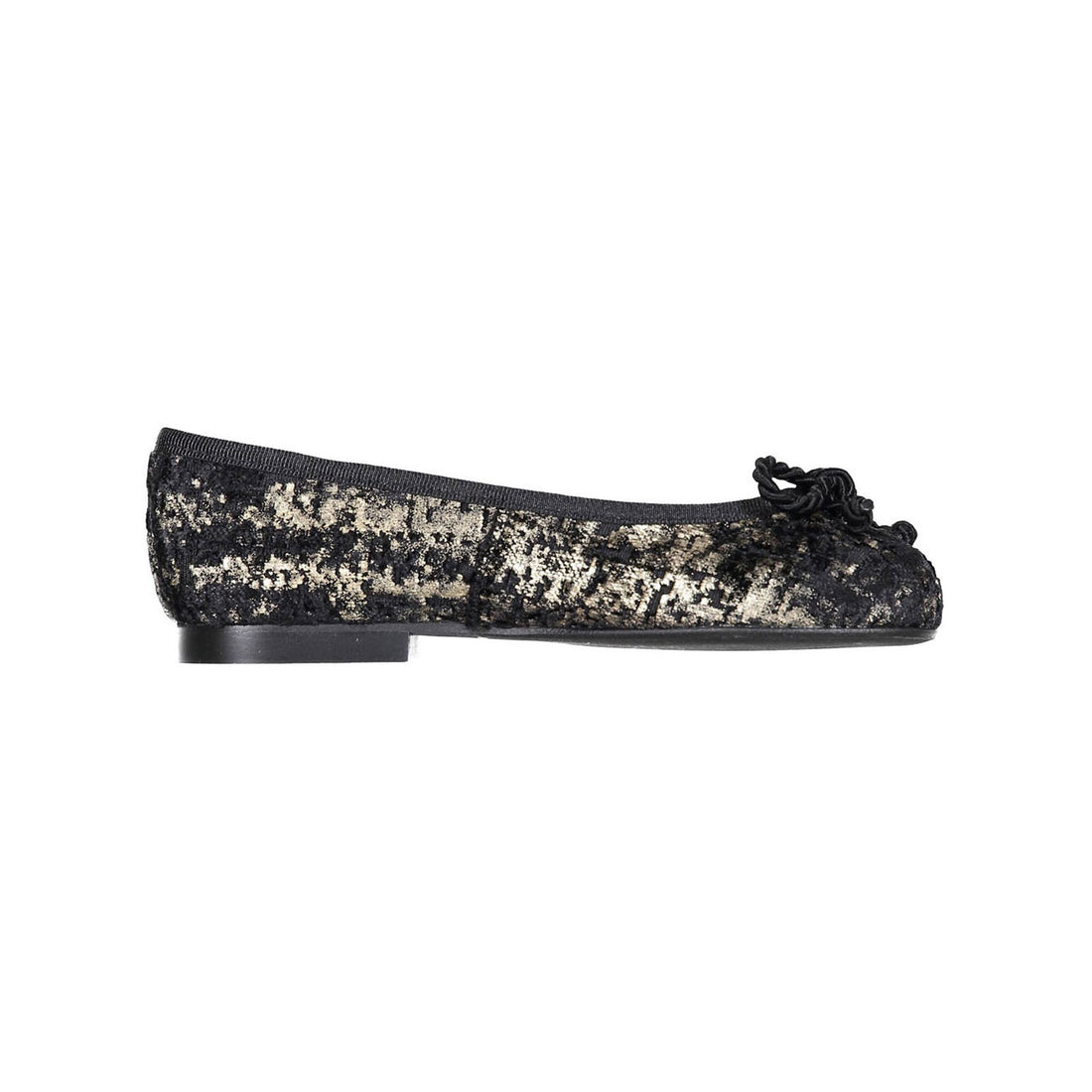 Papanatas Black Crushed Velvet Ballet Flat