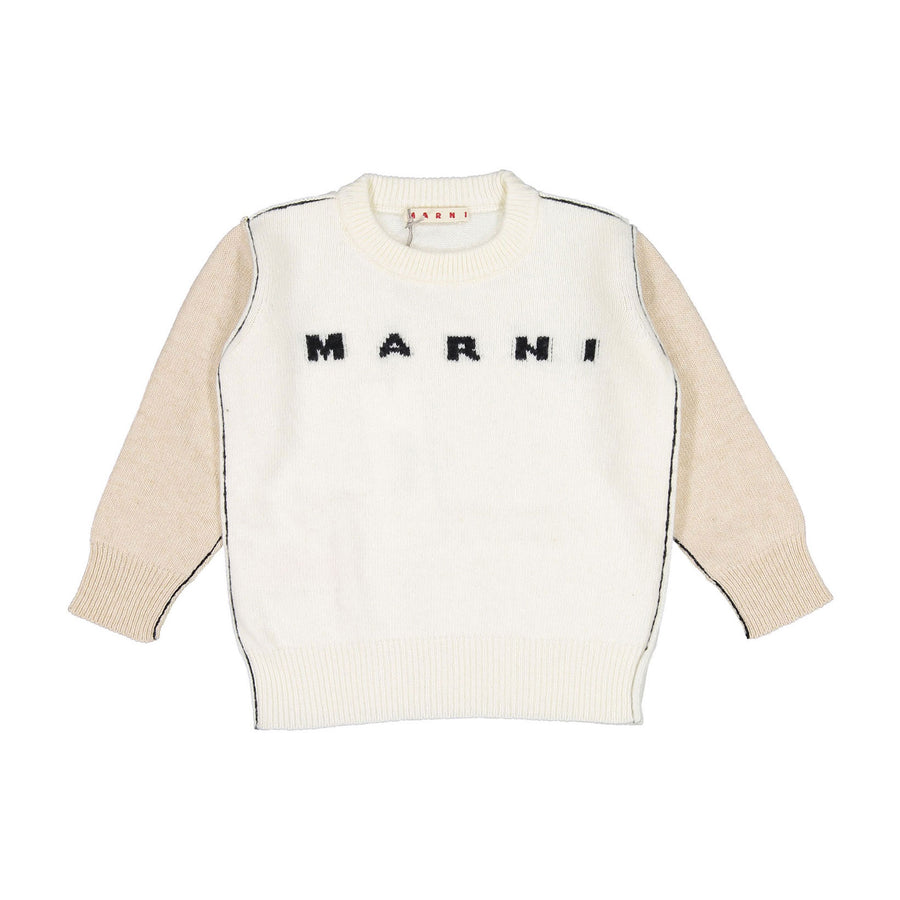 Marni Milky White Knit Logo Sweater