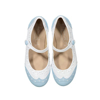 Papanatas White Leather Wingtip Mary Janes