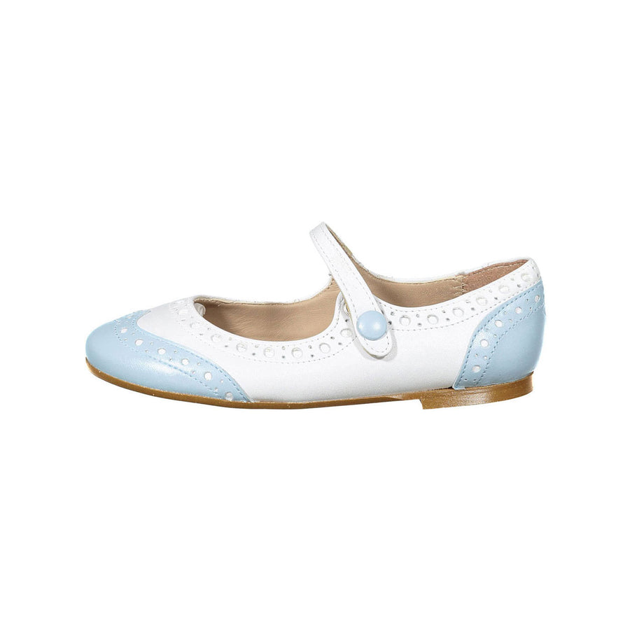 Papanatas White Leather Wingtip Mary Janes