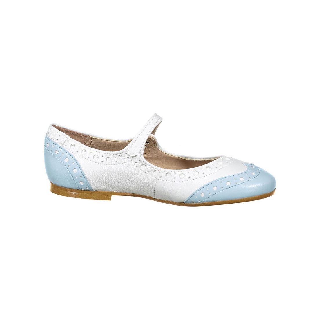 Papanatas White Leather Wingtip Mary Janes