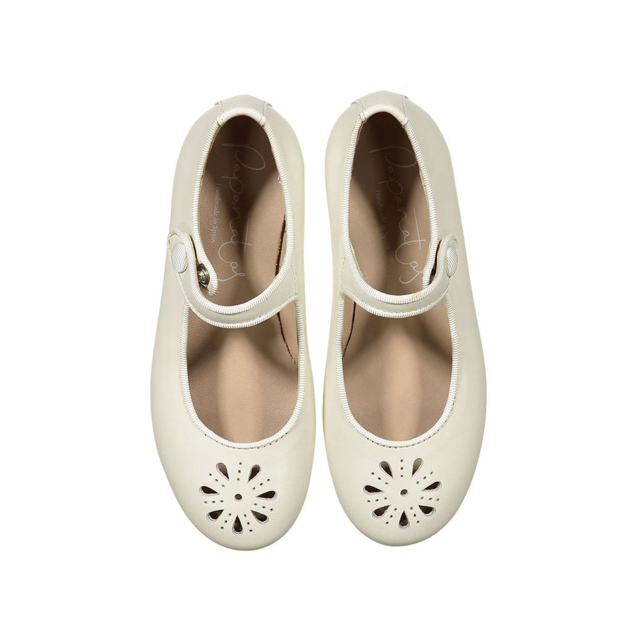 Papanatas Cream Leather Openwork Front Mary Janes – Ladida