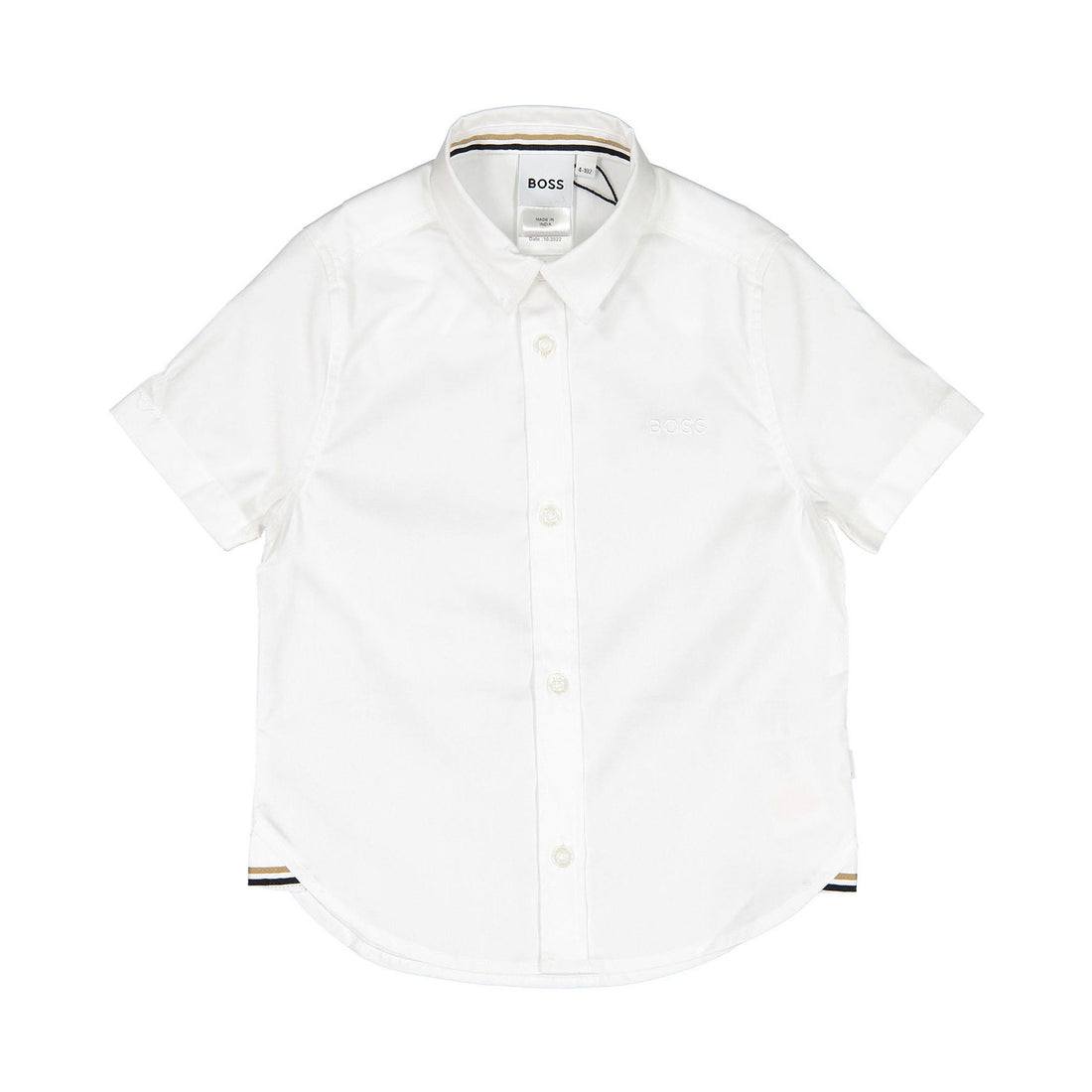 Hugo Boss White Logo Short Sleeve Shirt