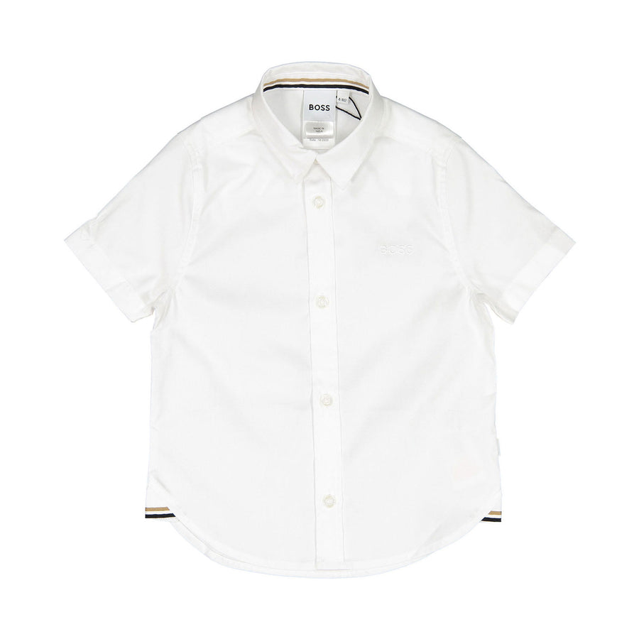 Hugo Boss White Logo Short Sleeve Shirt