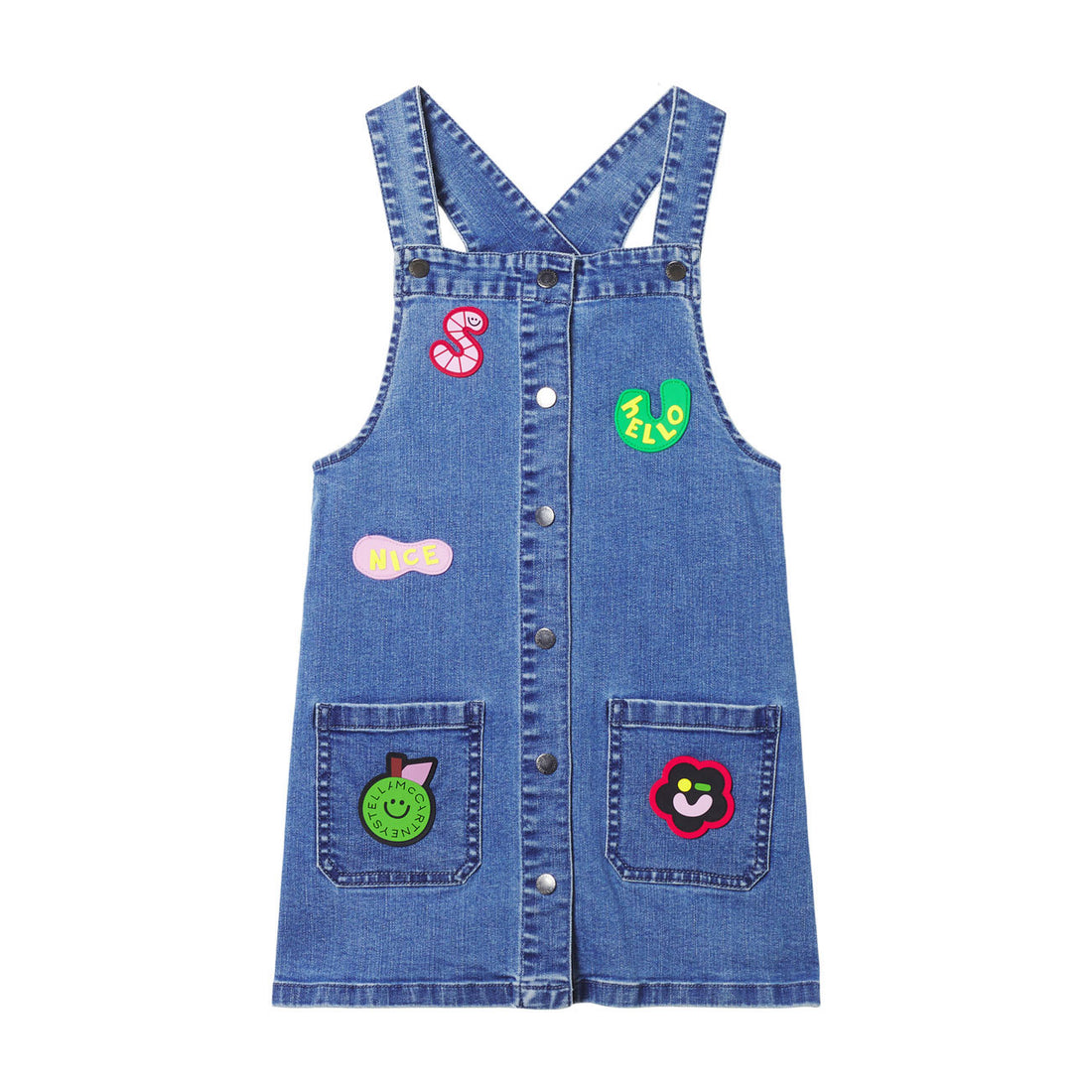 Stella McCartney Denim Dungaree Dress With Badges