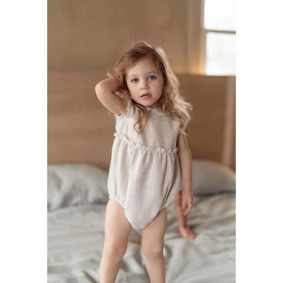 Coco Blanc Oatmeal Woven Romper