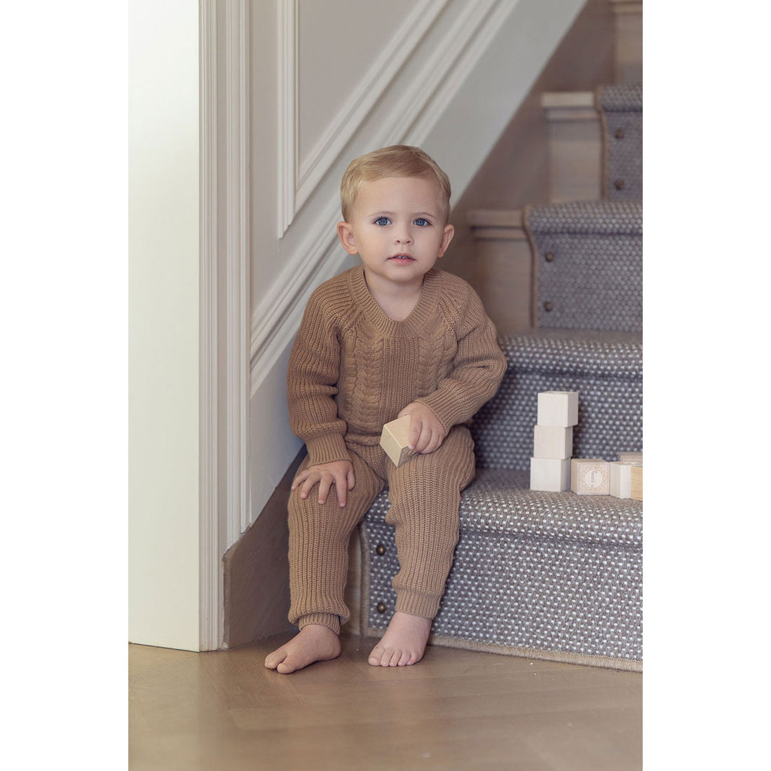 Coco Blanc Camel Cable Sweater Set