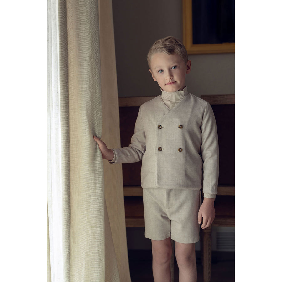 Coco Blanc Oatmeal Wool Suit With Shorts