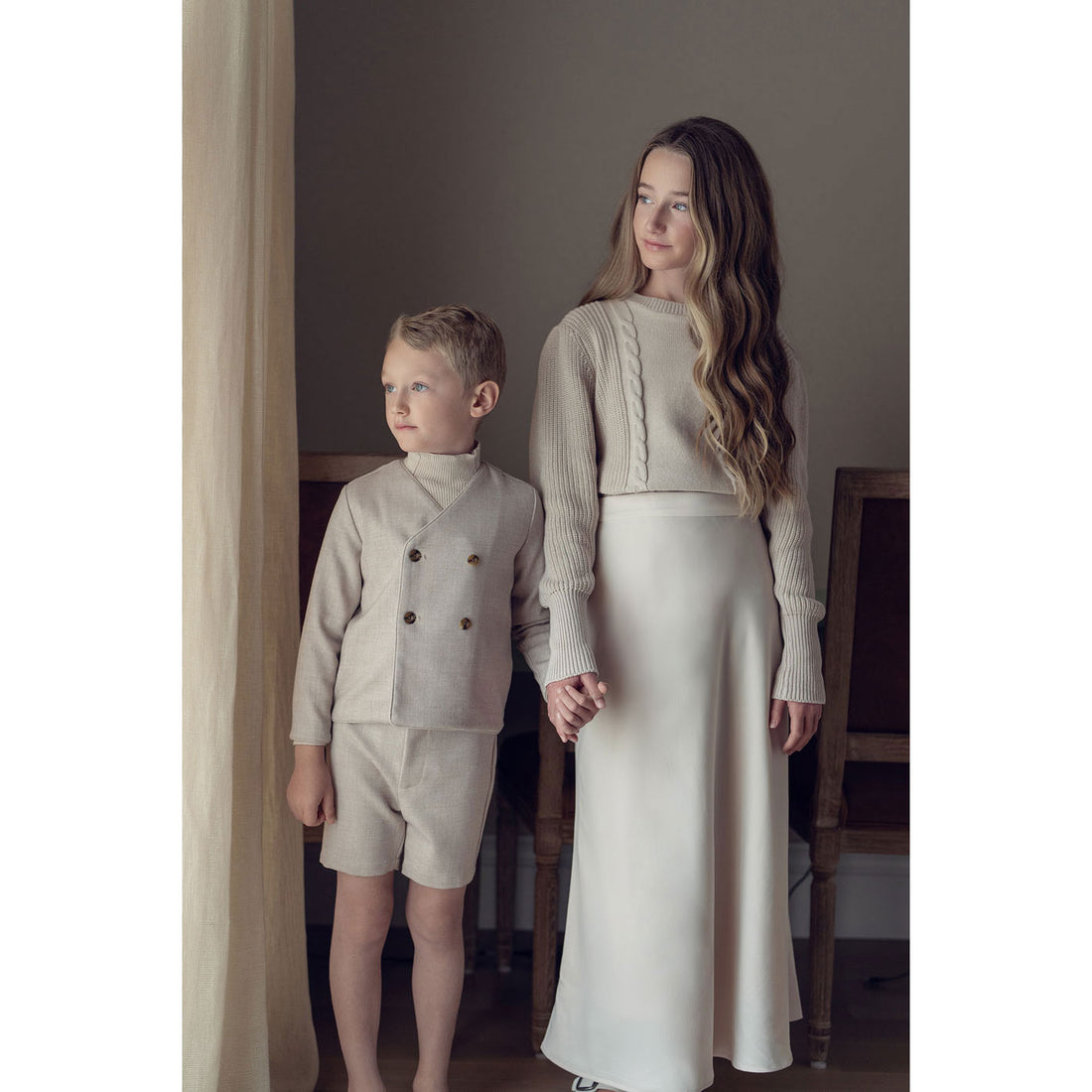 Coco Blanc Oatmeal Wool Suit With Shorts