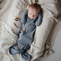 Mushie Ribbed Knotted Baby Gown - Tradewinds