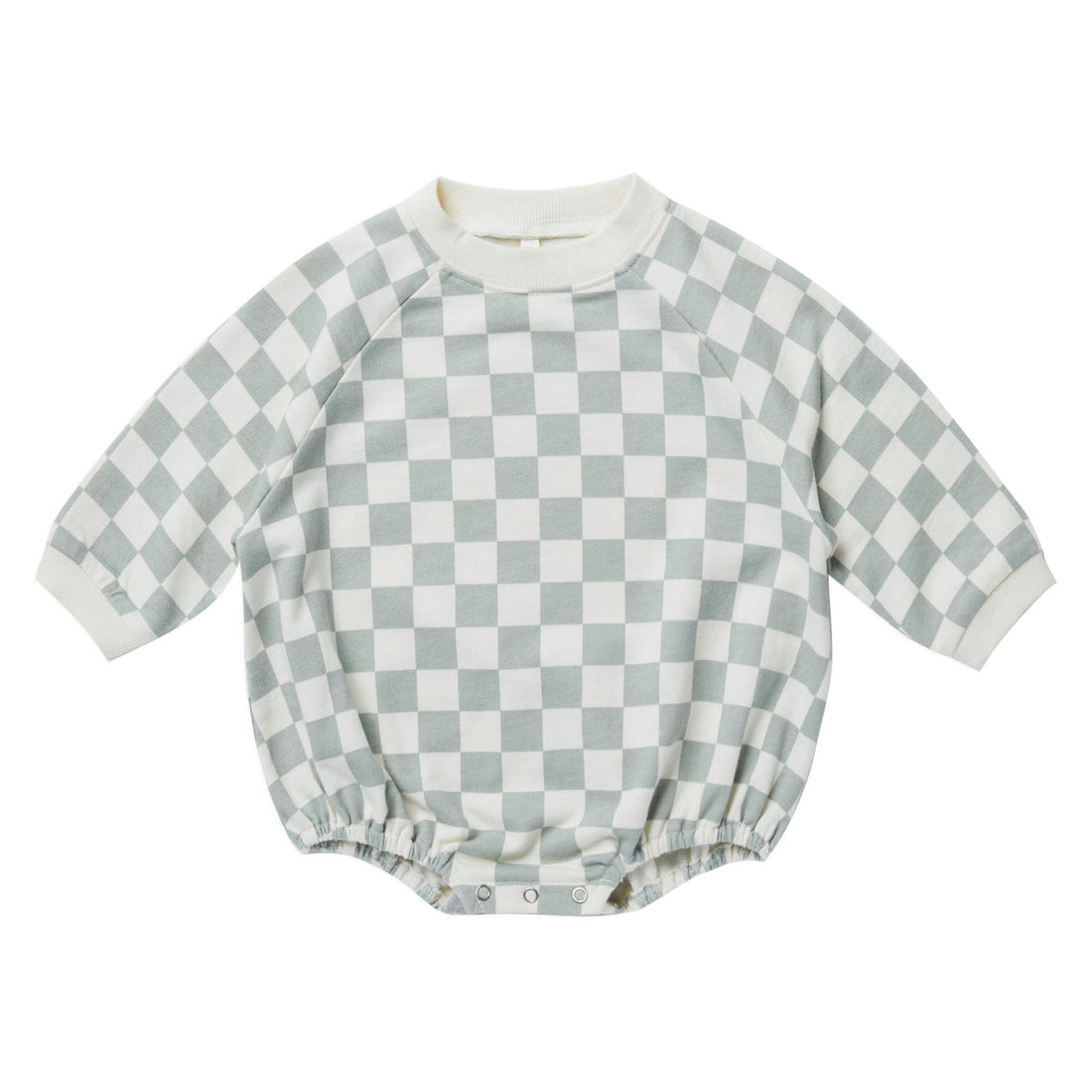 Rylee and Cru Crewneck Romper | Light Blue Check