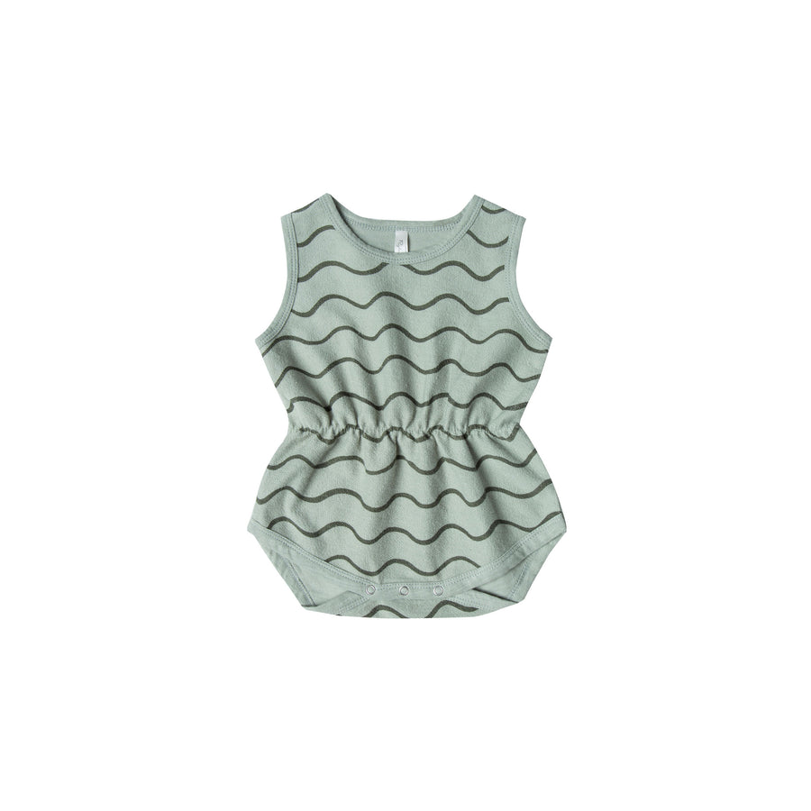 Rylee and Cru Seafoam Rolling Waves Waisted Playsuit