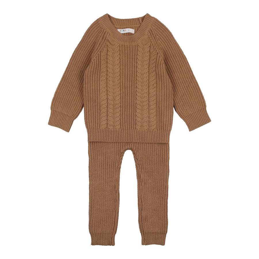 Coco Blanc Camel Cable Sweater Set