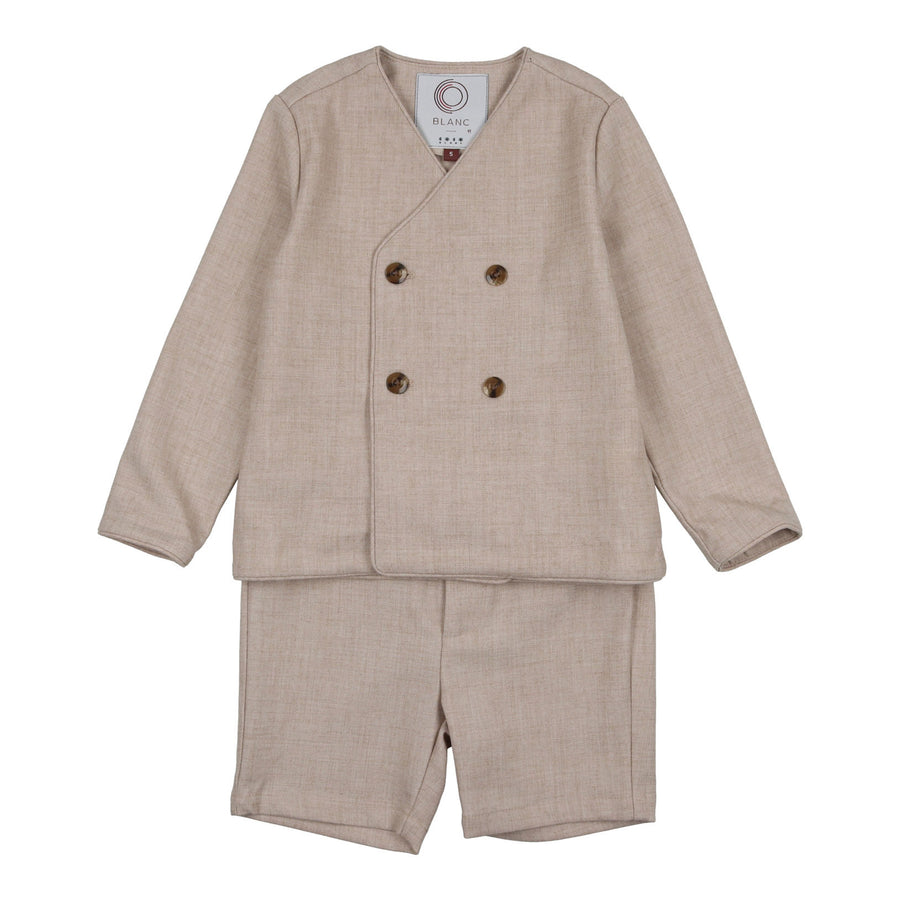 Coco Blanc Oatmeal Wool Suit With Shorts