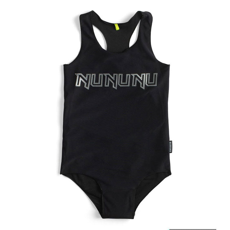 NUNUNU Black/Silver Cut Out Back Swimsuit