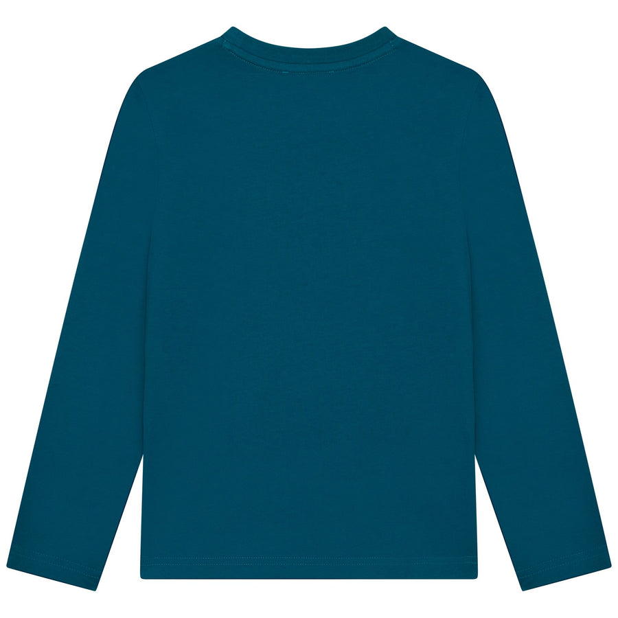 DKNY Teal Blue  Long Sleeves Logo Tee