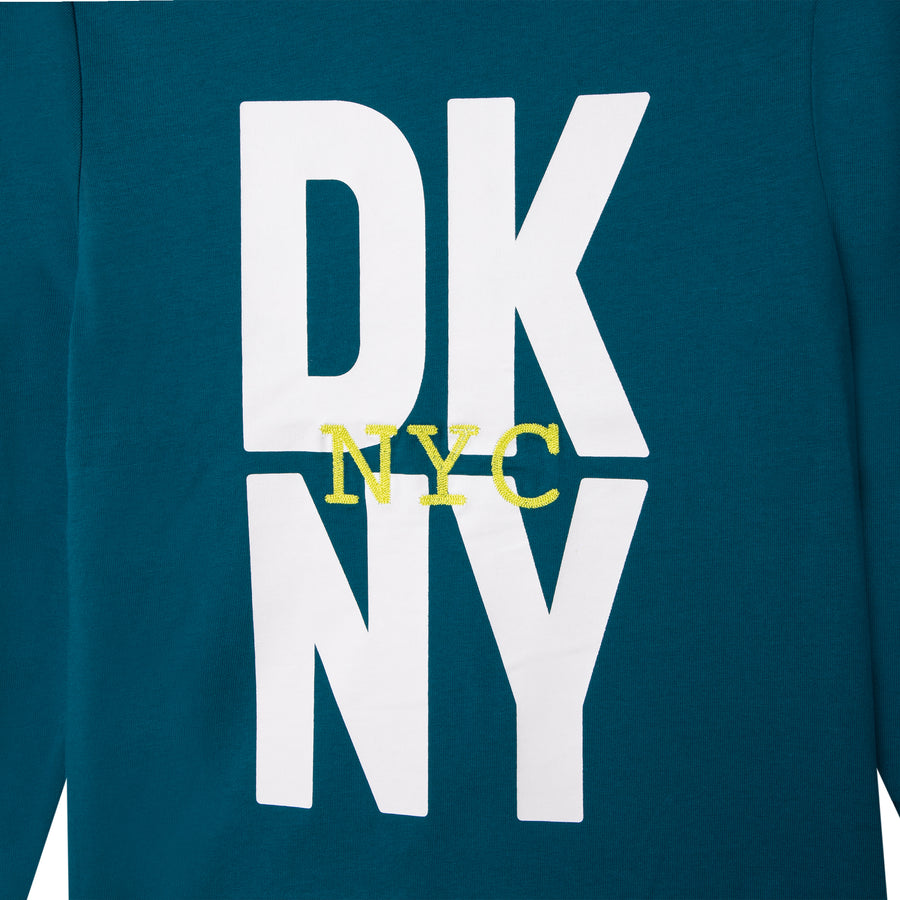 DKNY Teal Blue  Long Sleeves Logo Tee